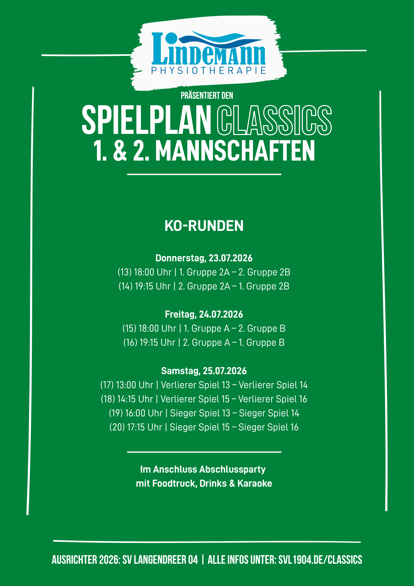 Classics Spielplan